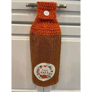 Crochet Top Kitchen Towel- Happy Fall